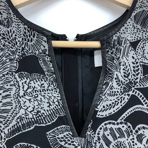 Veronica Beard Black and White Chiffon sheer Long Sleeve floral Silk Mini dress - Picture 13 of 16